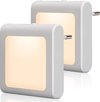 2 x LED-nachtlampje plug-in/stopcontact -nachtlampje met dag/nacht sensor - plugin ledlamp – Nachtlampje - warm licht – dimbaar – Voor in de baby/kinder kamer