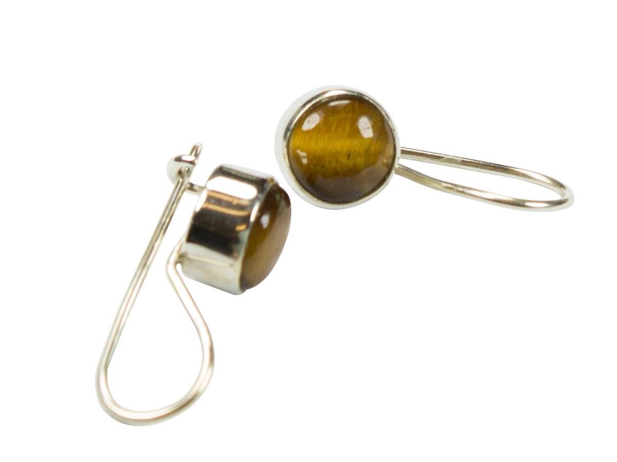 Zilveren oorbellen met sluiting Tijgeroog 925 zilver