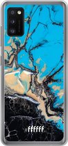 Samsung Galaxy A41 Hoesje Transparant TPU Case - Blue meets Dark Marble #ffffff