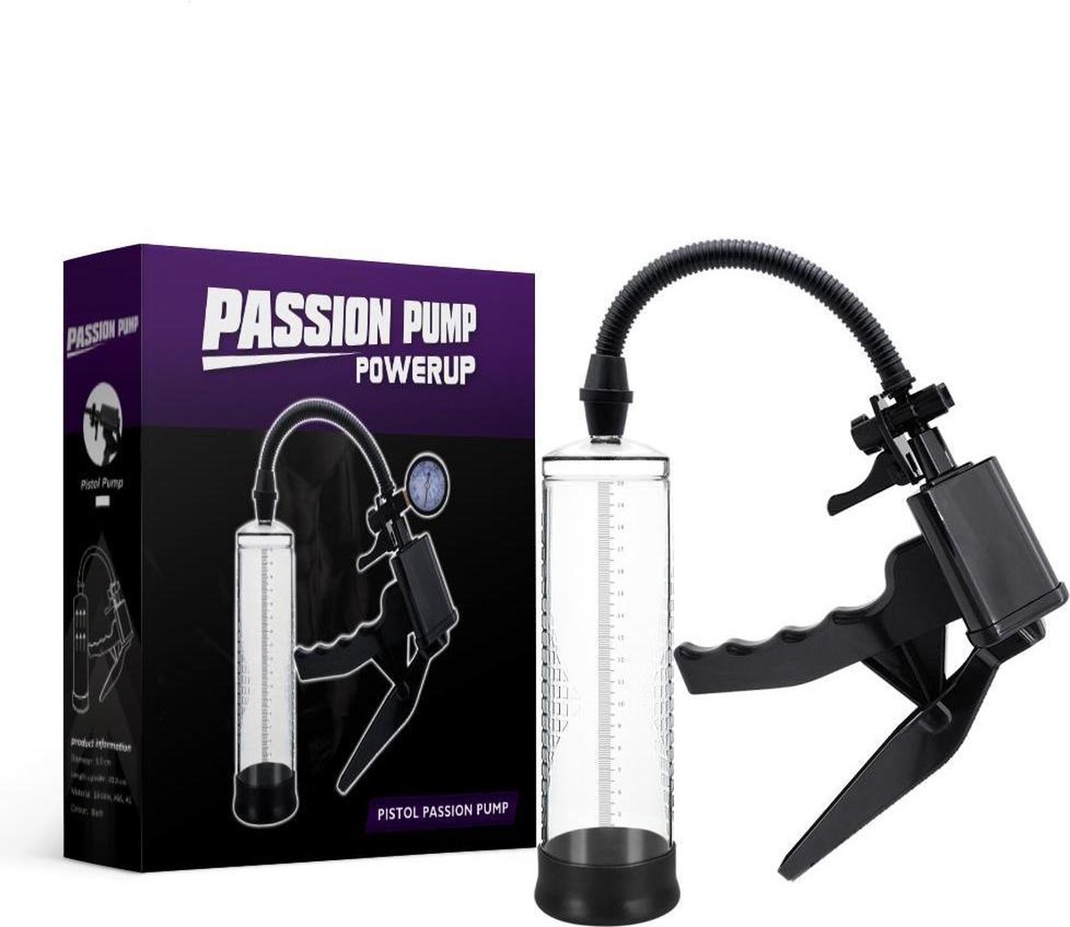 Bossoftoys - Powerpump Pro Clear - Stevige Penispomp met goede handgrip - makkelijk in bediening - stoere Cadeaubox - 60-00018