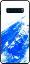 Samsung Galaxy S10 Plus Hoesje TPU Case - Blue Brush Stroke #ffffff