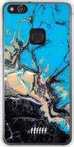Huawei P10 Lite Hoesje Transparant TPU Case - Blue meets Dark Marble #ffffff