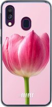 Samsung Galaxy A40 Hoesje Transparant TPU Case - Pink Tulip #ffffff