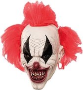 Witbaard Gezichtsmasker Duivelse Clown Met Punk Haar Rood/wit