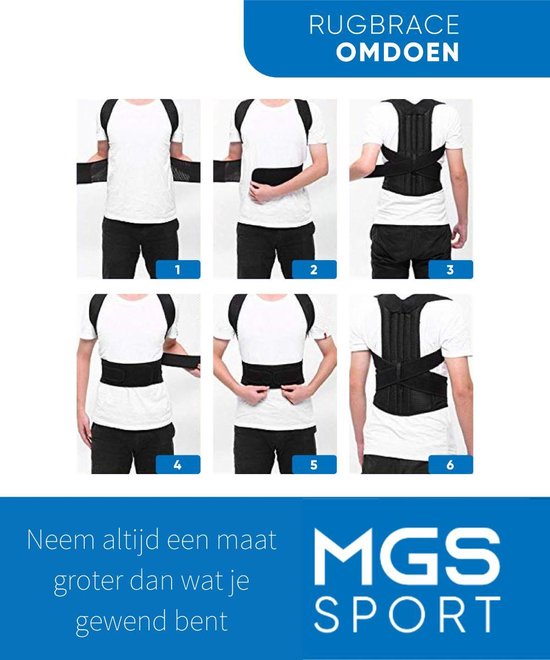 Professionele Postuur Corrector - Houding Correctie  – Rugbrace - tegen rugklachten – Verstelbare middel- en schouder banden - MGS Sport