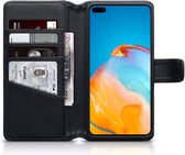 Huawei P40 hoesje - MobyDefend luxe echt leren wallet bookcase - Zwart - GSM Hoesje - Telefoonhoesje Geschikt Voor: Huawei P40