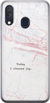 Samsung Galaxy A40 hoesje siliconen - Today I choose joy - Soft Case Telefoonhoesje - Tekst - Grijs
