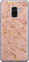Samsung Galaxy A8 2018 hoesje siliconen - Marmer roze goud - Soft Case Telefoonhoesje - Marmer - Roze