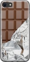 iPhone SE 2020 hoesje siliconen - Chocoladereep - Soft Case Telefoonhoesje - Print / Illustratie - Transparant, Bruin