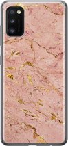 Leuke Telefoonhoesjes - Hoesje geschikt voor Samsung Galaxy A41 - Marmer roze goud - Soft case - TPU - Marmer - Roze