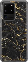 Samsung S20 Ultra hoesje - Marmer zwart goud | Samsung Galaxy S20 Ultra hoesje | Siliconen TPU hoesje | Backcover Transparant