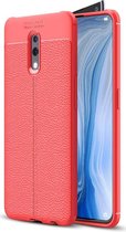 Oppo Reno Hoesje met Kunstleer Coating Rood