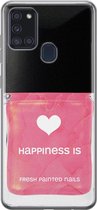Samsung Galaxy A21s hoesje siliconen - Nagellak - Soft Case Telefoonhoesje - Print / Illustratie - Roze