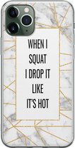 iPhone 11 Pro hoesje siliconen - Fitness quote squats - Soft Case Telefoonhoesje - Tekst - Transparant, Grijs