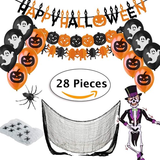 risico gouden Gelukkig Halloween decoratie XXL set - accessoires voor horrorfeest en tuin -  slinger -... | bol.com