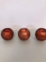 bronze waxine houders - set van 3 stuks