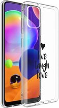 iMoshion Hoesje Geschikt voor Samsung Galaxy A31 Hoesje Siliconen - iMoshion Design hoesje - Transparant / Zwart / Live Laugh Love