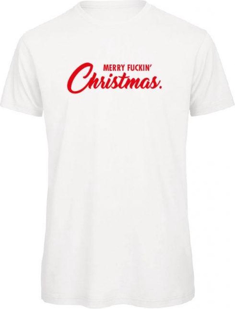 Foute kersttrui t-shirt wit XXL - Merry fuckin' Christmas - rood - soBAD. | Kerst t-shirt soBAD. | kerst shirts volwassenen | kerst t-shirts volwassenen | Kerst outfit | Foute kerst t-shirts