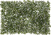 Rocailles, dim.15 / 0 mm, d: 1,7 mm, vert herbe, 25 gr, diamètre intérieur 0,5-0,8 mm