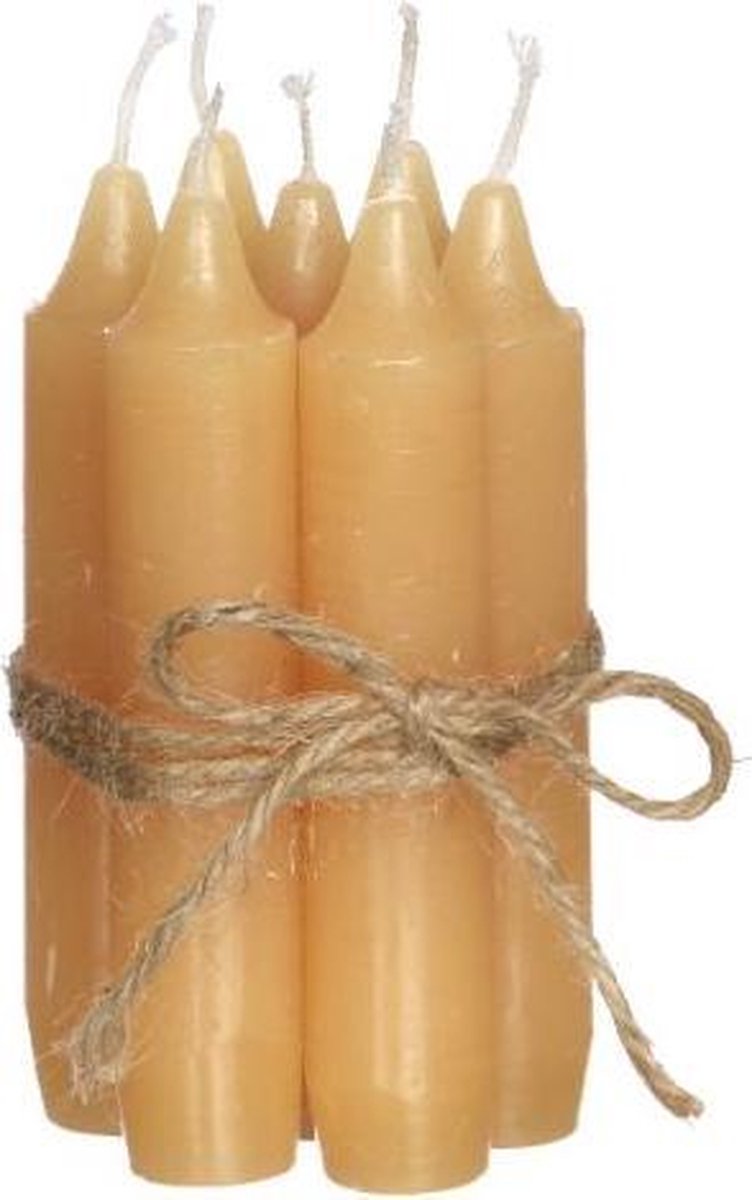 PacklinQ Kaarsen taps toelopend Honing 11cm hoog (set van 7 stuks) Clear
