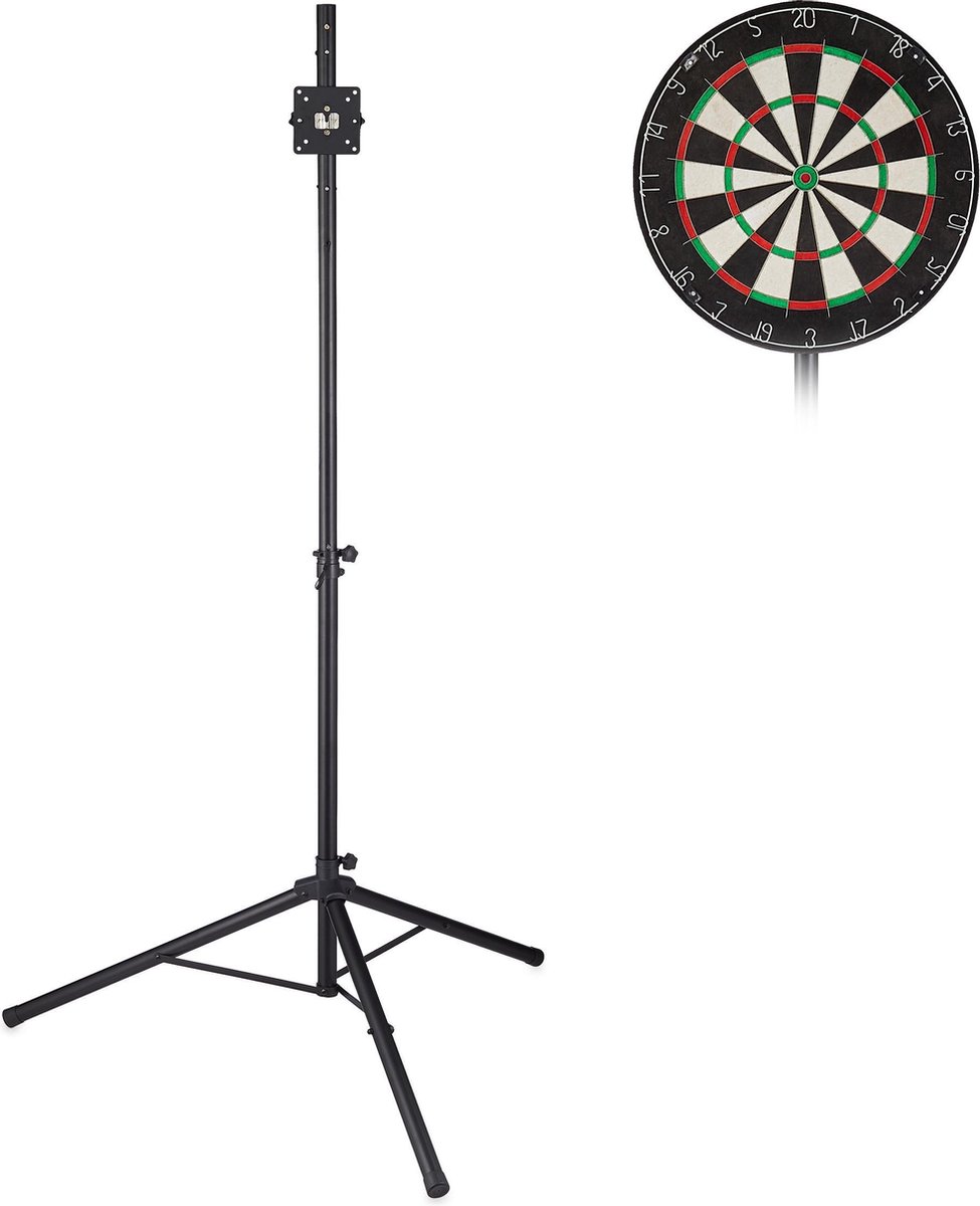 dartbord standaard - mobiel en hoogte verstelbaar - driepoots statief - ijzer - 195 x 115 x 100 cm