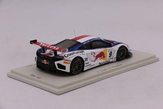The 1:43 Diecast Modelcar of the McLaren MP4-12C Loeb Racing #9 of the Navarra GT FIA 2013. The drivers were S. Loeb and A. Parente. This scalemodel is limited by 750pcs.The manufacturer is Spark. - Spark