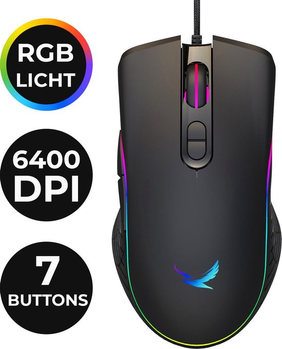 Flash Netto Bont Gaming Muis – Ergonomisch – Optische Muis - Gaming Mouse – RGB Verlichting  – 6400 DPI... | bol.com