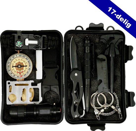 benzine prijs Zoeken Survival kit outdoor – 17 delige survivalset – uitgebreide versie met  zakmes | bol.com
