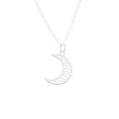 Jewelryz | Ketting Maan Opengewerkt | 925 zilver | Halsketting Dames Sterling Zilver | 50 cm