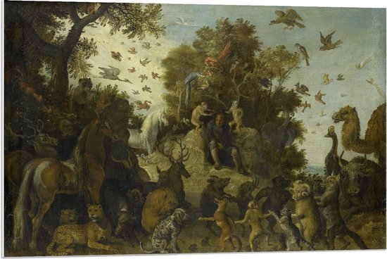 Forex - Oude Meesters - De dichter op het feest der dieren..., Roelandt Savery - 90x60cm Foto op Forex