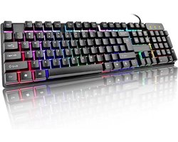 foto van RK6300 GLB Regenboog verlichting USB Bedraad Gaming Toetsenbord voor Computer PC Laptop