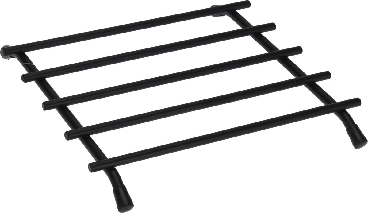 Pannenonderzetters - metaal - zwart - vierkant - 20 cm - Excellent Houseware