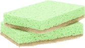 2x Eco schuursponzen/schoonmaaksponzen 10 cm- Greenminds - Ecologische/milieubewuste huishoudelijke producten - Huishouden - Schoonmaken/afwassen