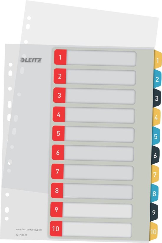 Kangaro Tabbladen A4 23-rings 10-delig PP (plastic) assorti gekleurd
