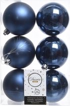 42x Donkerblauwe kunststof kerstballen 8 cm - Mat/glans - Onbreekbare plastic kerstballen - Kerstboomversiering donkerblauw