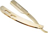 Novus Premium Shavette (incl. 10 double edge mesjes) - Klassiek Open Klap Scheermes - Barbiersmes - Cut throat razor Nekmes - Barber Scheermes - Goud
