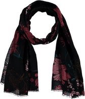 Sarlini Lange zwarte Dames sjaal met bloemen