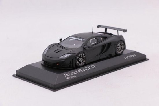 The 1:43 Diecast Modelcar of the McLaren MP4-12C GT3 in Matt Black. This scalemodel is limited by 400pcs.The manufacturer is Minichamps. - MINICHAMPS