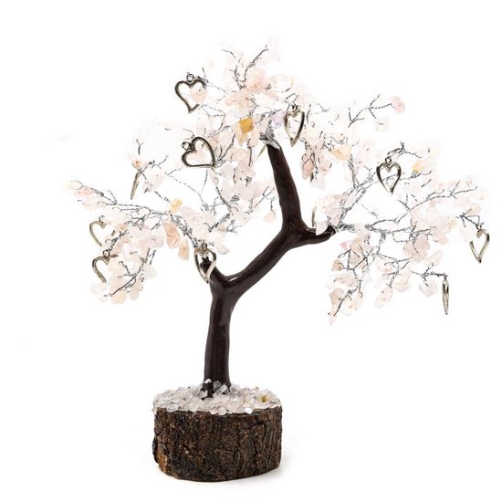 Edelsteenboom Rozenkwarts met Harten – Liefde – (22 cm)