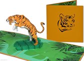 Popcards popupkaarten – Dierenkaart Springende Tijger Oerwoud Jungle Dierentuin pop-up kaart 3D wenskaart