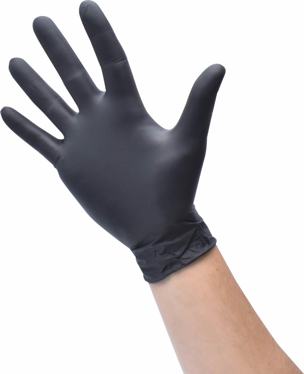 50x Wegwerp Handschoenen - Nitrile - Zwart - Powder Free - Latex free - Maat M - Pancomed