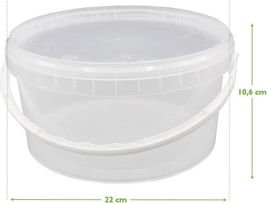 150 x Transparante emmer met deksel - 3,3 liter (Ø 220 mm) - Geschikt voor  food &... | bol.com