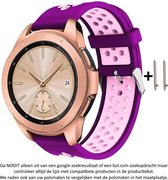Paars Roze Siliconen Bandje voor bepaalde 20mm smartwatches van verschillende bekende merken (zie lijst met compatibele modellen in producttekst) - Maat: zie foto – 20 mm purple pink smartwatch strap