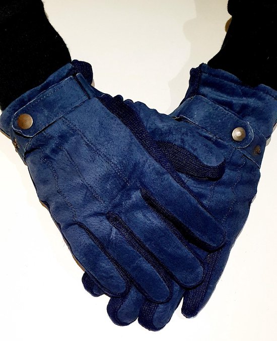 Heren Handschoenen Blauw One size fietshandschoenen Leren handschoenen  suéde handschoenen | bol