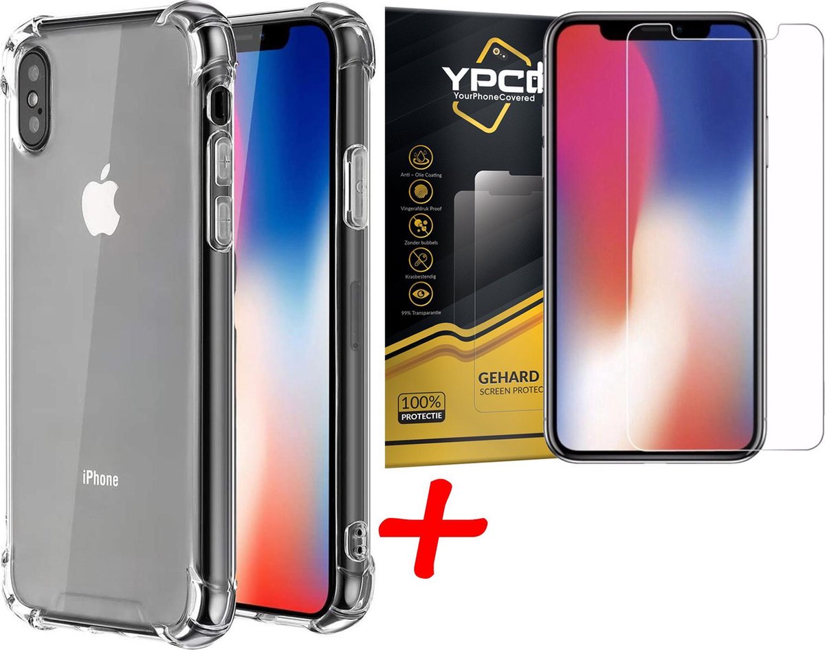 Geschikt voor YPCd® Apple iPhone X - XS hoesje - Transparant + Screen protector
