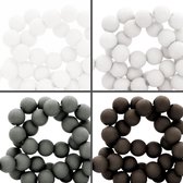 Acryl kralen - 4 kleuren - 8mm - 100 stuks - zwart grijs wit