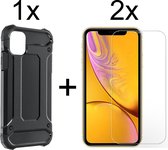 iPhone 12 mini hoesje shock proof case zwart apple armor - 2x iPhone 12 mini Screen Protector