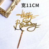 Taarttopper "Happy Birthday" goud | Versiering - Verjaardag