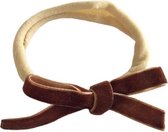 Haarband Baby met Fluwelen Strikje - Baby Hoofdband - Haaraccessoire Baby met Fluwelen Strikje - Bruin