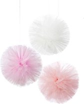 Talking Tables Pom Poms Tule Pink Set van 3 pom poms